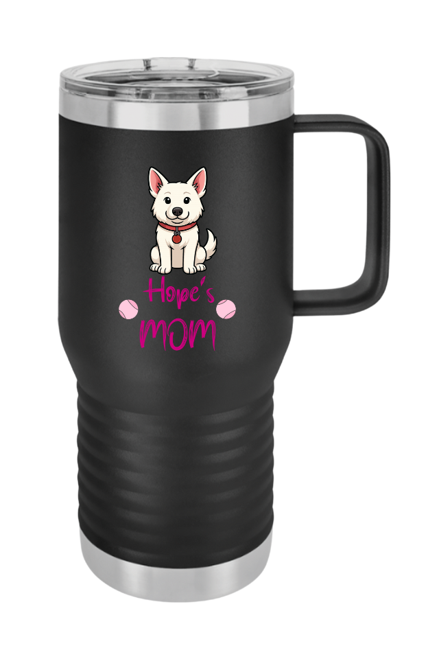 White German Shepherd Personalized Dog Mom Travel Mug, 20oz Coffee Cup, Pet Lover Gift, Mother's Day Mug, Dog Lover Accessories, Cute Pet Travel Mug