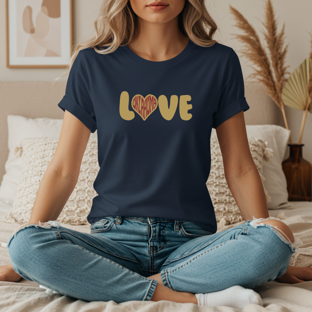 Oklahoma T-Shirt Graphic Casual Love Shirt, Gifts for Couples, Everyday Wear, Comfortable Fashion