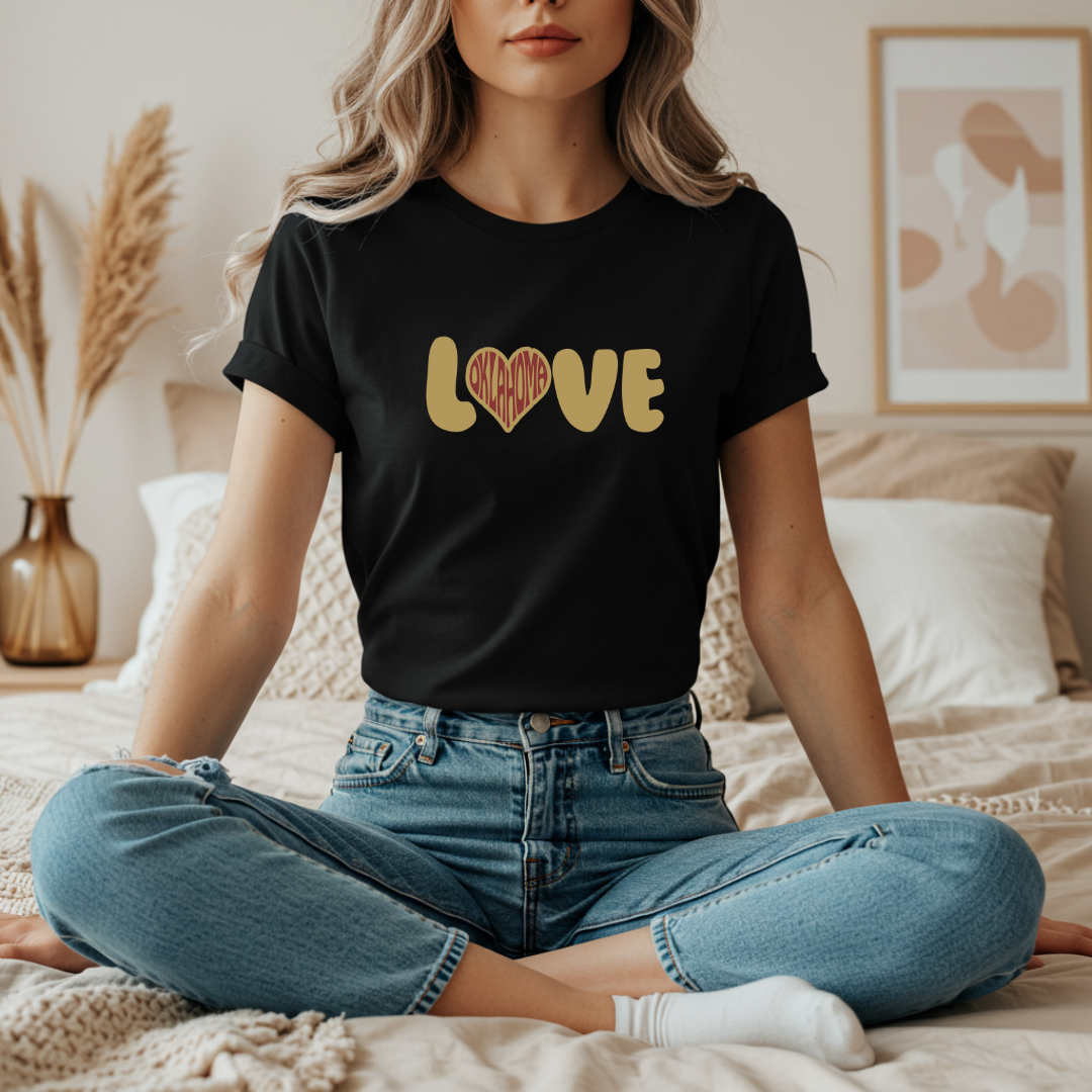 Oklahoma T-Shirt Graphic Casual Love Shirt, Gifts for Couples, Everyday Wear, Comfortable Fashion