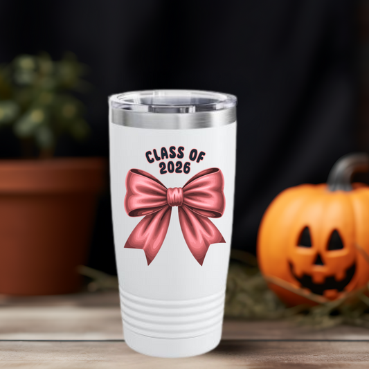 Class of 2026 Graduation Tumbler, 20oz | Class of 2026 | Custom Bow Design, Graduation Gift, Drinkware, Student Keepsake, Party Favor