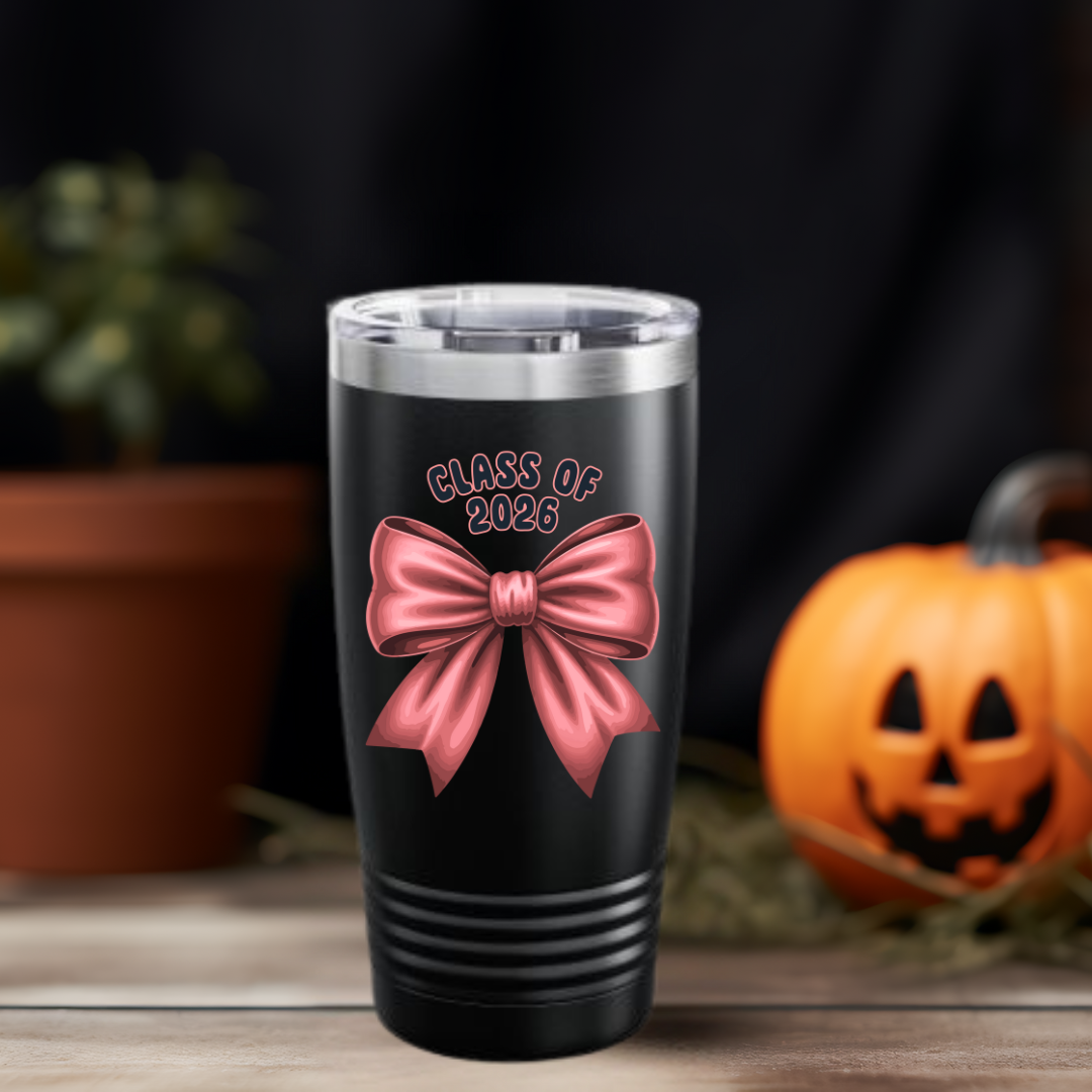 Class of 2026 Graduation Tumbler, 20oz | Class of 2026 | Custom Bow Design, Graduation Gift, Drinkware, Student Keepsake, Party Favor