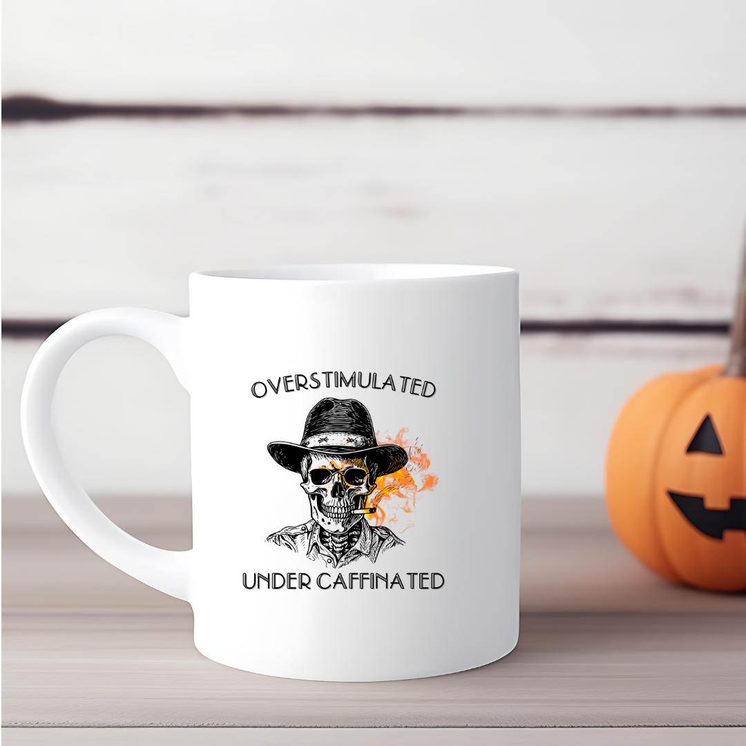 Mental Health Skeleton Motivational Ceramic Mug 11oz 15oz for Daily Inspiration, Unique Gift for Coffee Lovers, Office Supplies, Self-Care, Affirmations