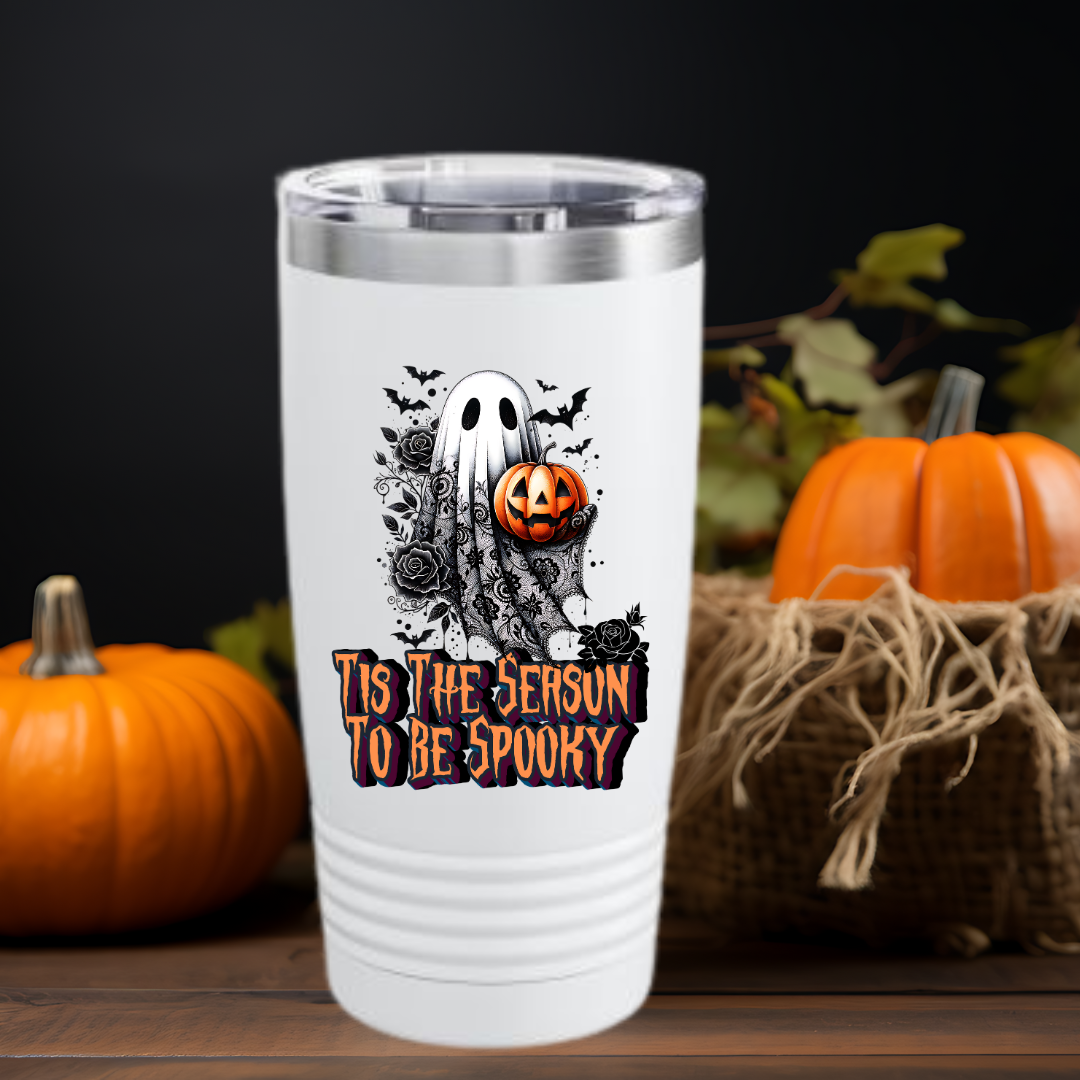 Tis the Season to be Spooky Halloween 20oz Tumbler Spooky Travel Mug, Pumpkin Design