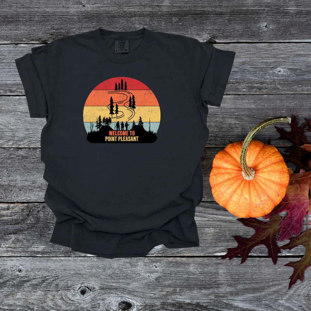 Welcome to Point Pleasant Retro Mothman T-Shirt Vintage Cryptid Mothman Paranormal Lovers Tee