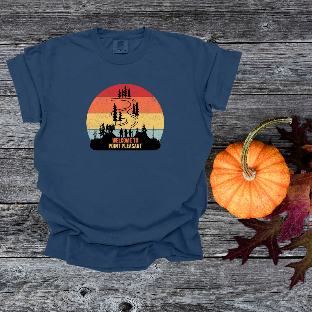 Welcome to Point Pleasant Retro Mothman T-Shirt Vintage Cryptid Mothman Paranormal Lovers Tee