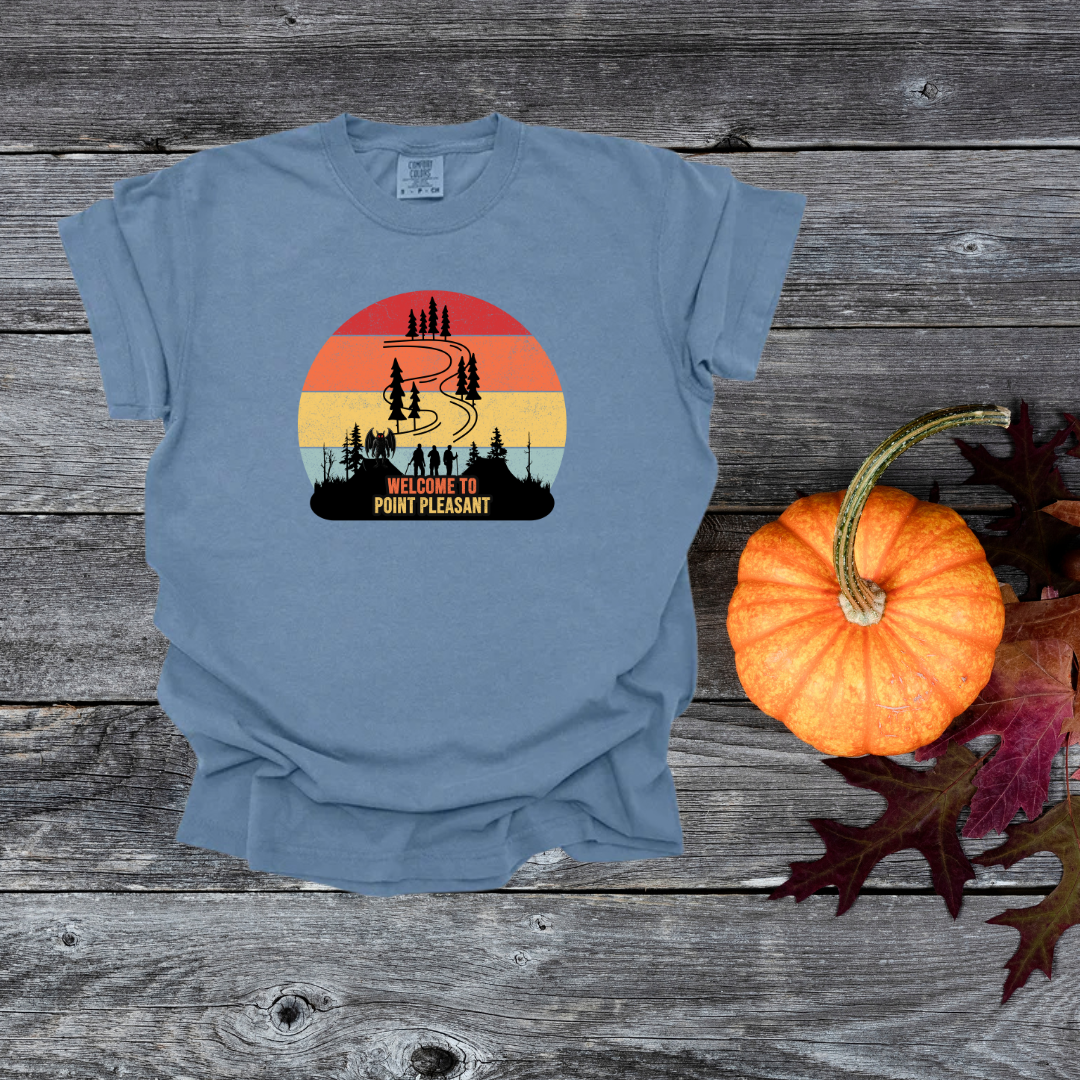 Welcome to Point Pleasant Retro Mothman T-Shirt Vintage Cryptid Mothman Paranormal Lovers Tee