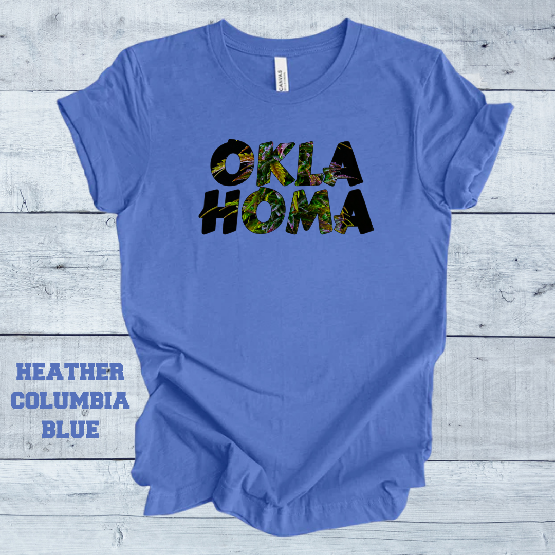 Oklahoma Cannabis Graphic Tee, Vintage Style T-Shirt, Retro Unisex Shirt, Perfect Gift for Oklahoma Lovers, Casual Wear for All Occasions