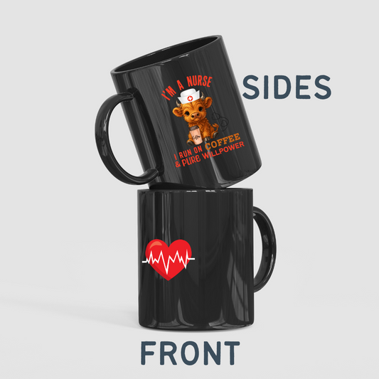 Nurse Coffee Mug 15oz Black Ceramic