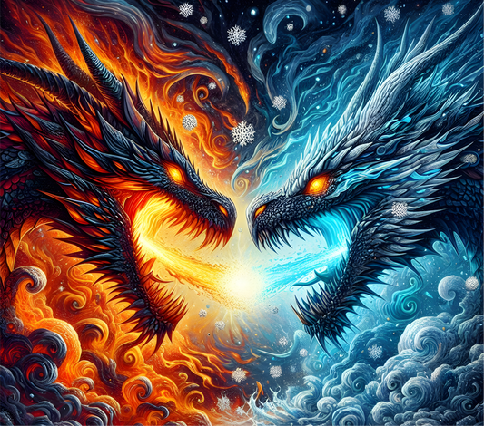 Fire and Ice Dragon Stainless Steel Tumbler | 20oz Travel Mug | Perfect for Fantasy Fans, Gift for Her, Adventurous Drinkware