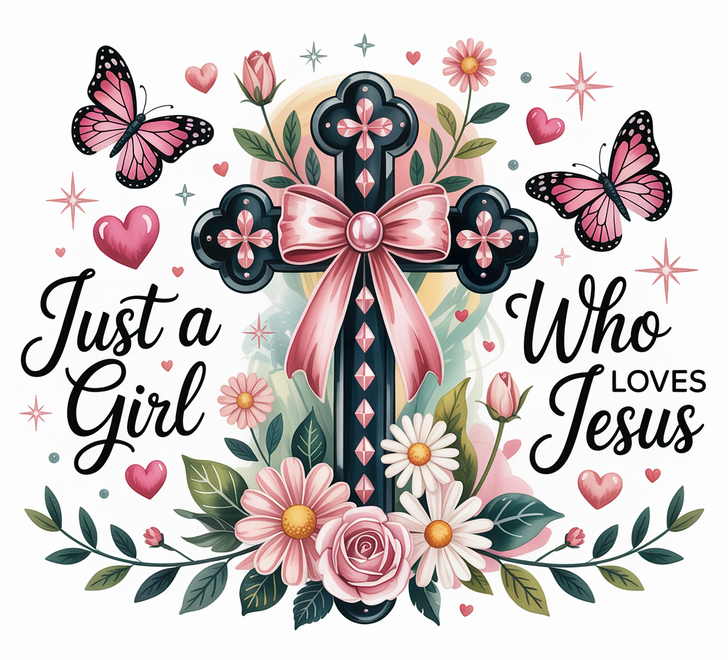 Floral Stainless Steel Tumbler 20oz Just a Girl Who Loves Jesus Motivational Drinkware