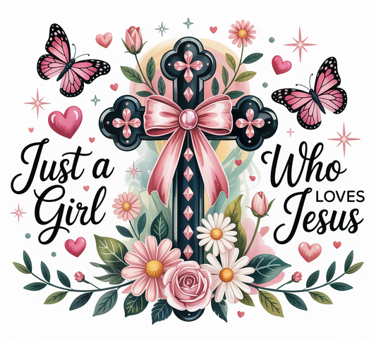 Just a Girl Who Loves Jesus 20oz Stainless Steel Tumbler Travel Mug with Lid and Straw