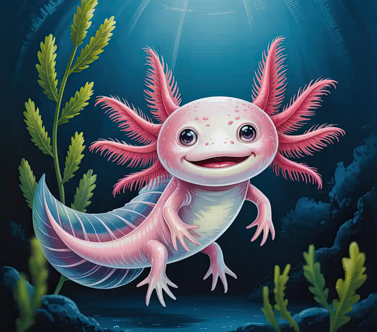 Whimsical Axolotl 20oz Stainless Steel Tumbler Travel Mug with Lid and Straw