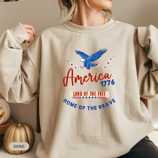 Patriotic Eagle Sweatshirt - Unisex Heavy Blend Crewneck for Independence Day, Memorial Day, Americans, Gift for Her, Gift for Him
