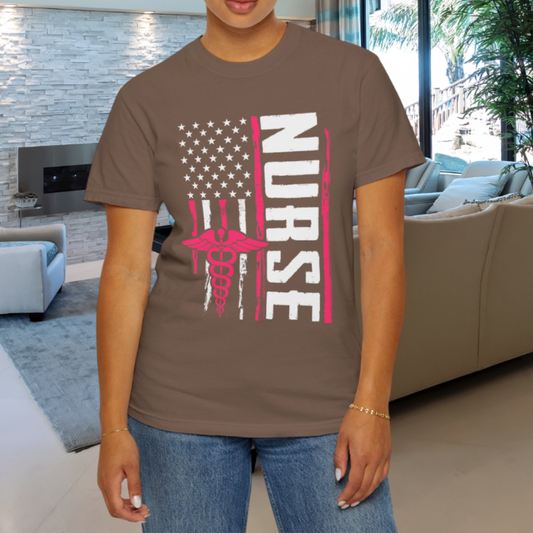 Nurse American Flag Caduceus T-Shirt — Patriotic Pride Gift for Nurses