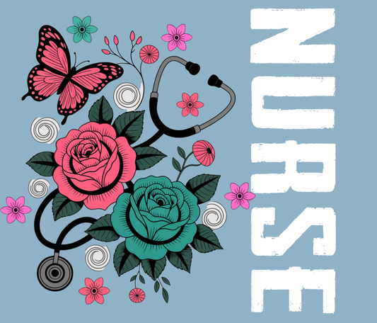 20 oz Floral Butterflies Stainless Steel Tumbler — Medical Stethoscope Design