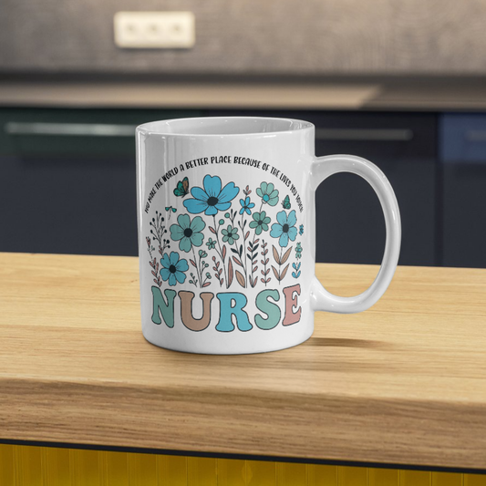 Nurse Retro Flower Coffee Cup 15OZ