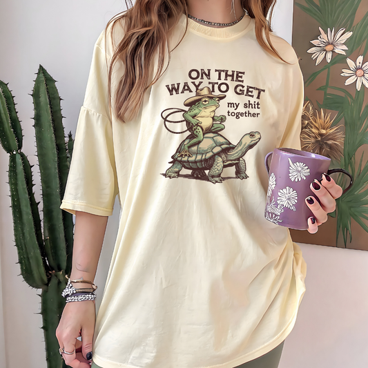 On the Way to Get My Sh*t Together Frog and Turtle Graphic T-Shirt