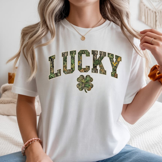 Lucky Shamrock T-Shirt — Camo Print St. Patrick's Day Tee