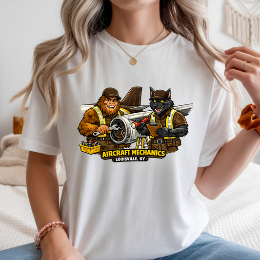 Aircraft Mechanics T-Shirt — Funny Plane Crew Vintage Mascot Tee