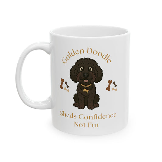 Golden Doodle Coffee Mug 11oz Ceramic Mug Gift for Her Doodle Gift for Mom who Loves Doodle Mug Sheds Confidence Not Fur