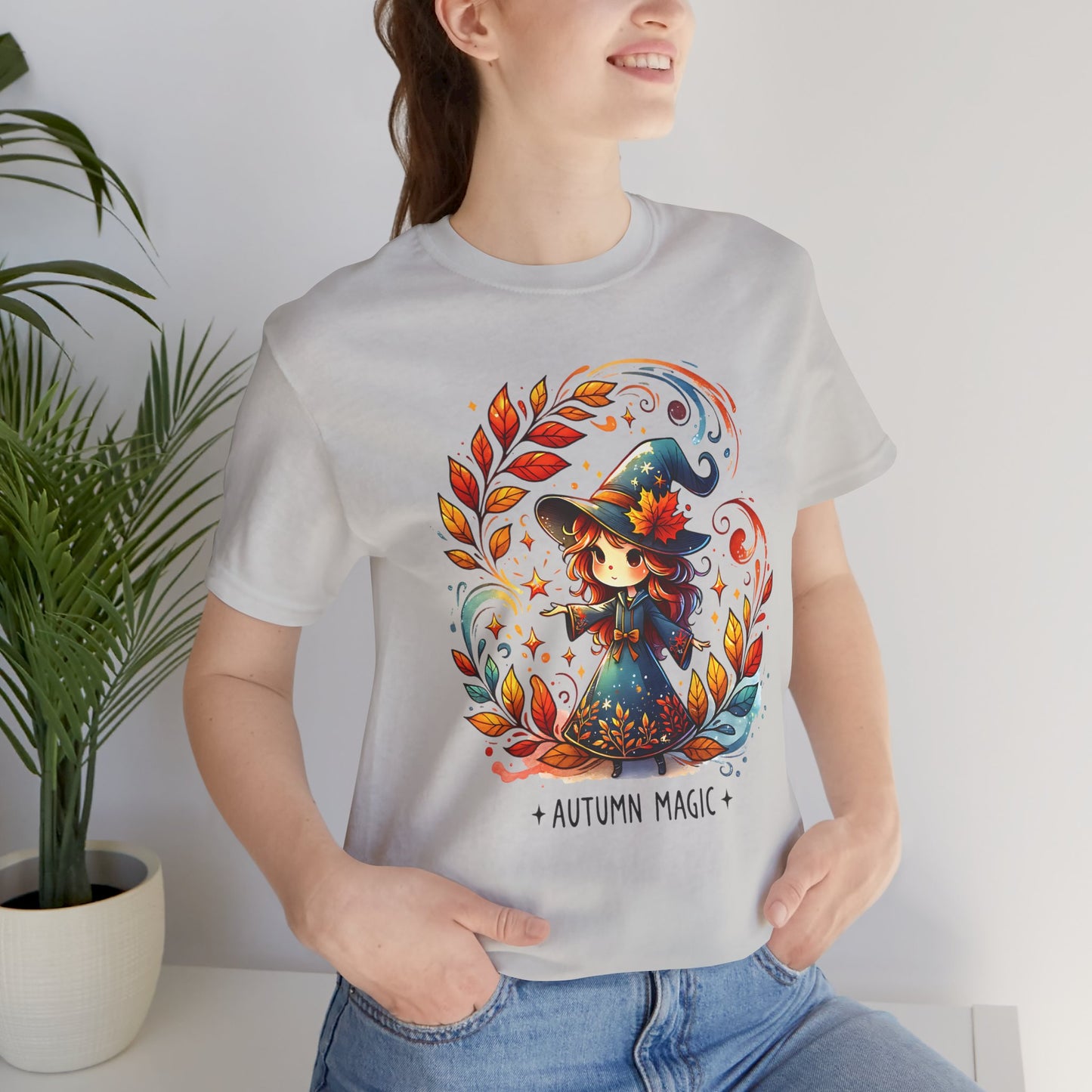 Autumn Magic Witch Tee, Fall Apparel, Halloween Shirt, Unisex Casual Tee, Seasonal Clothing, Gift for Witches