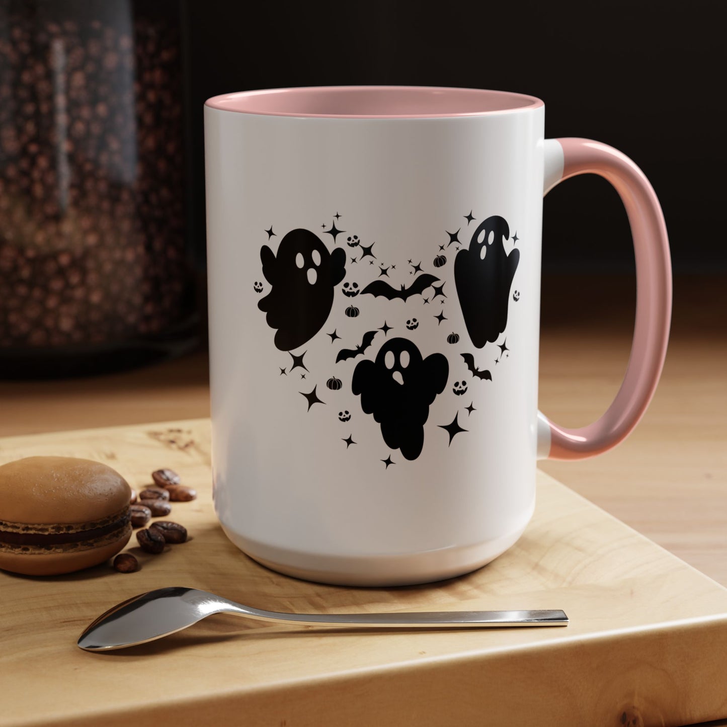 Halloween Ghost Heart Coffee Mug - Spooky Mug for Halloween, Cute Ghost Decor, Trick or Treat Mug, Goth Coffee Cup, Halloween Gift