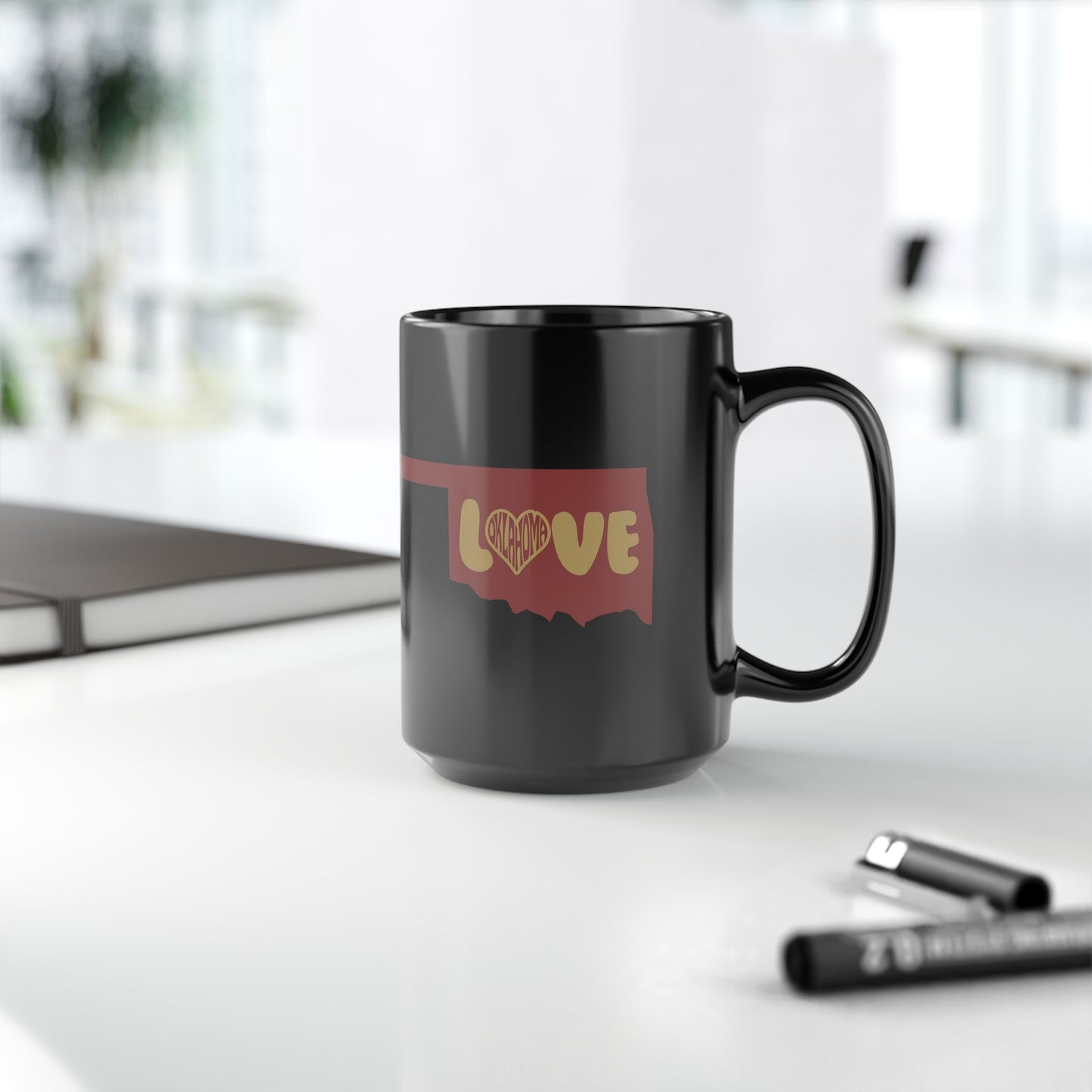 Oklahoma Coffee Mug 11oz 15oz Oklahoma Love Mug - Black Coffee Cup for Souvenir, Gift, Home Decor, Valentine's Day, Anniversary, or Birthday