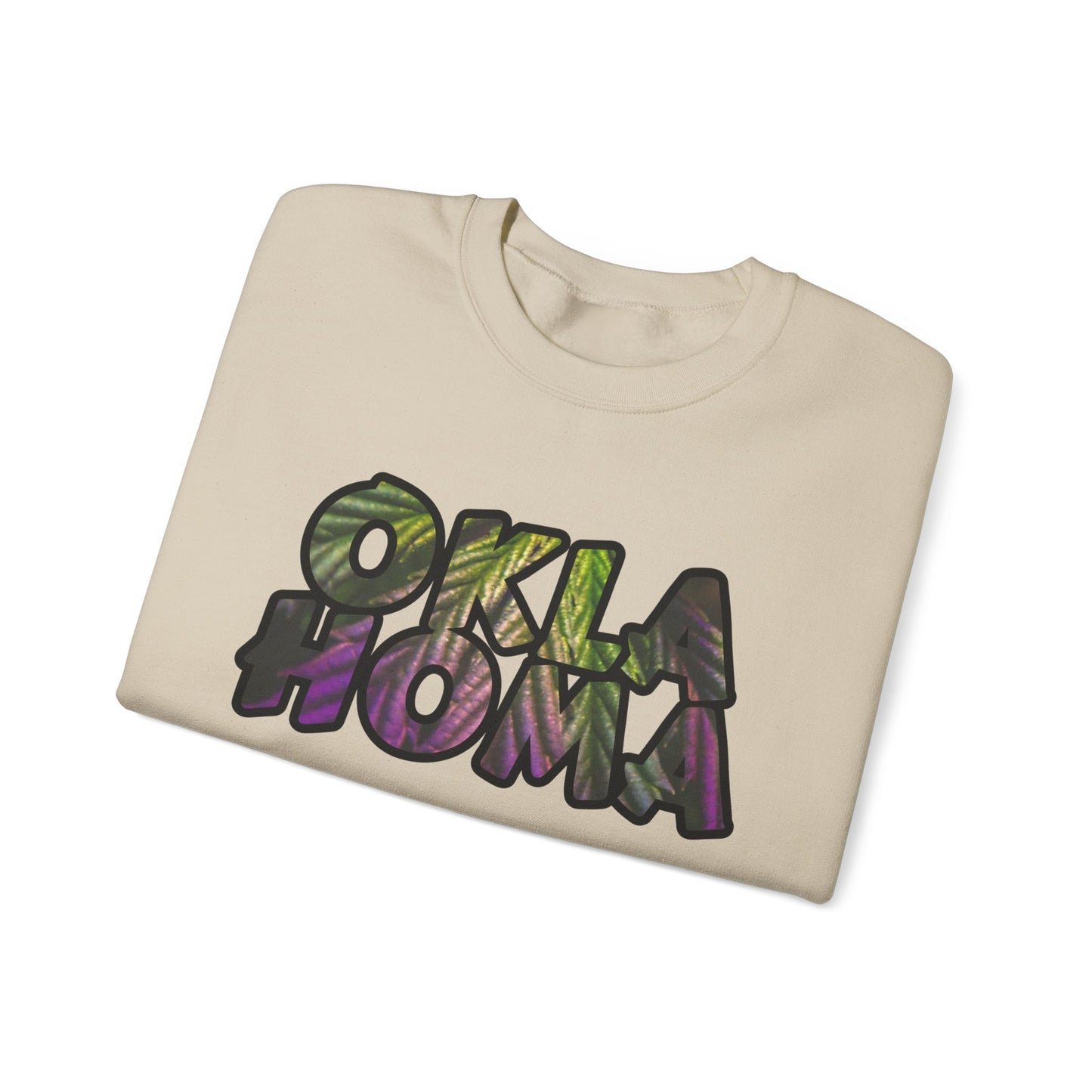 Oklahoma Cannabis Leaves Vibes Crewneck Sweatshirt, Comfortable Unisex Sweatshirt, Casual Style, Perfect for Fall, Great Gift Idea