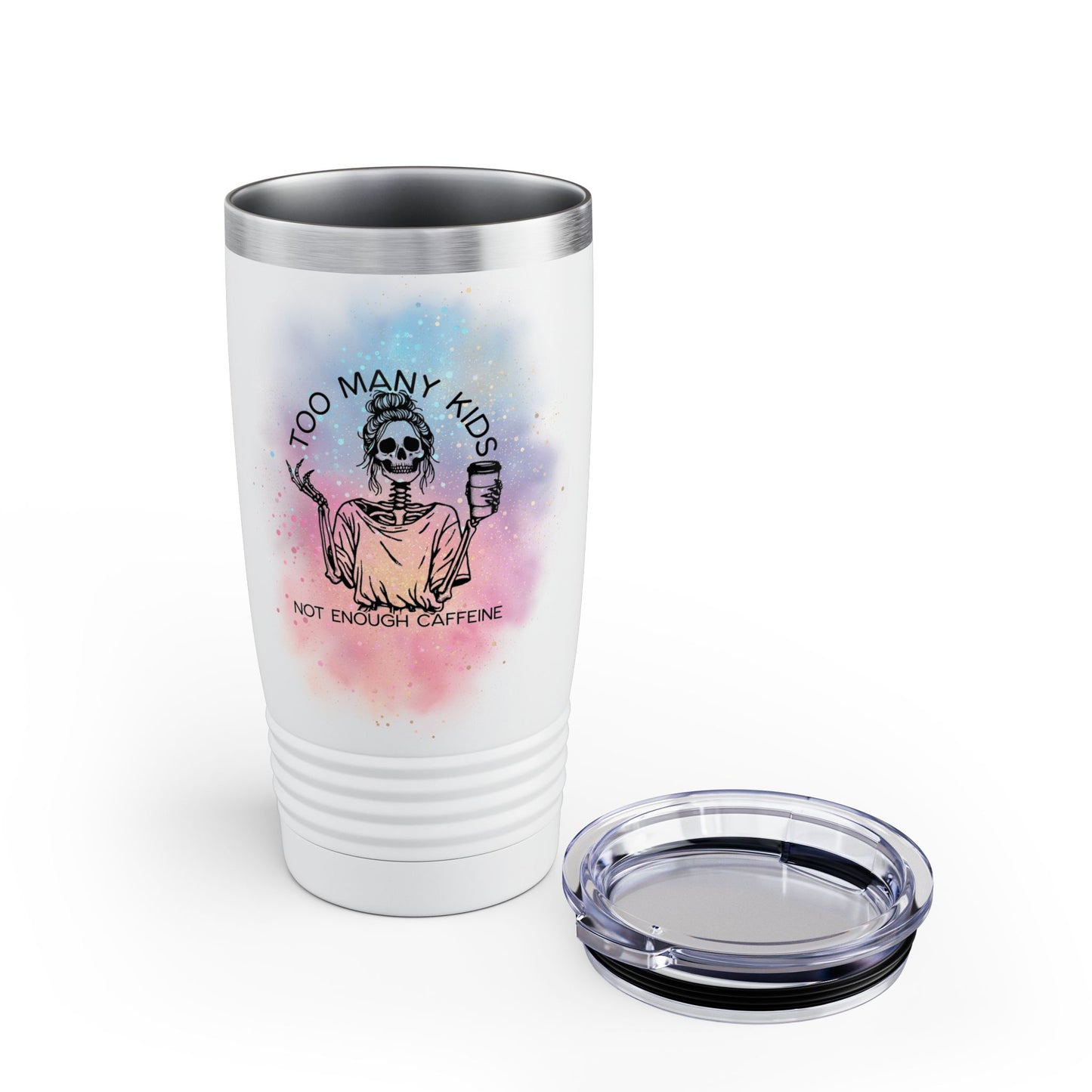 Too Many Kids Not Enough Caffeine Tumbler 20oz Travel Mug | Gifts for Moms, Caffeine Lovers, Coffee Lovers, Funny Gift, Halloween