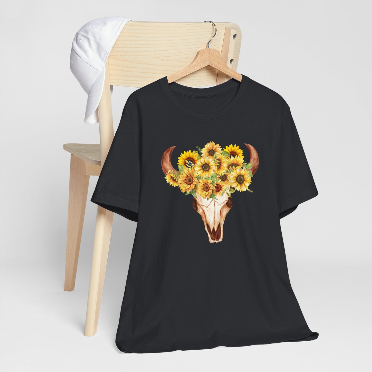 Sunflower Skull Tee - Boho T-Shirt, Unisex Graphic Shirt, Floral Tee, Casual Summer Wear, Perfect Gift for Nature Lovers