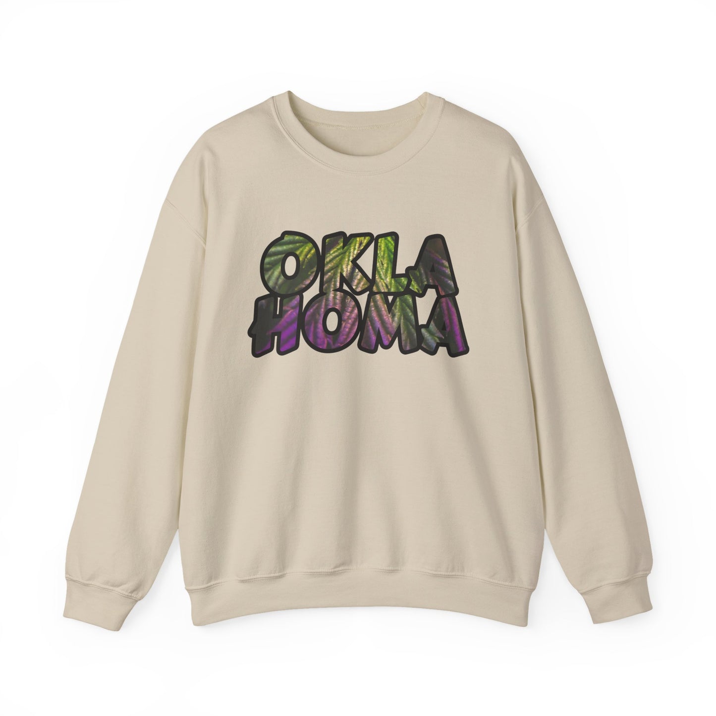 Oklahoma Cannabis Leaves Vibes Crewneck Sweatshirt, Comfortable Unisex Sweatshirt, Casual Style, Perfect for Fall, Great Gift Idea