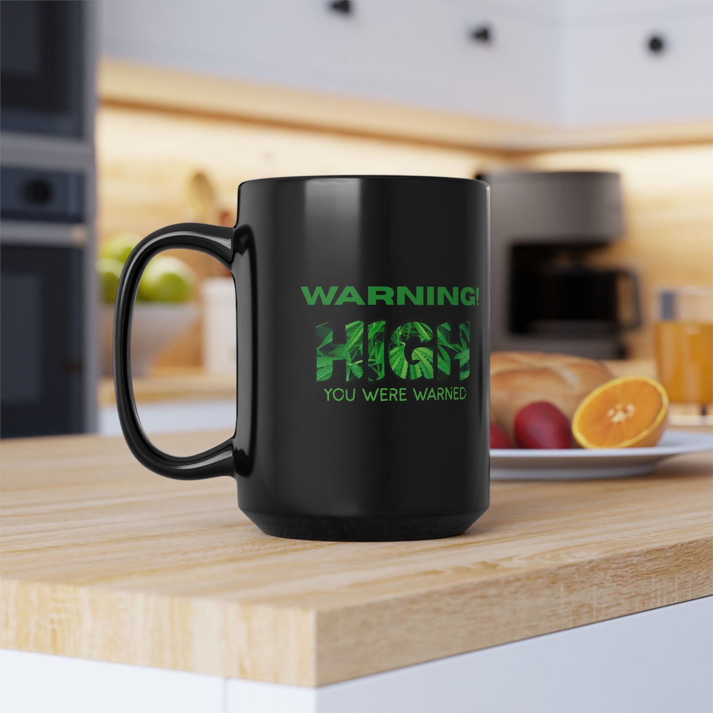 Warning HIGH Cannabis Coffee Mug - Fun Gift for Plant Lovers | Green Design, Holiday Gift, Office Decor, Unique Present, Geeky Cup