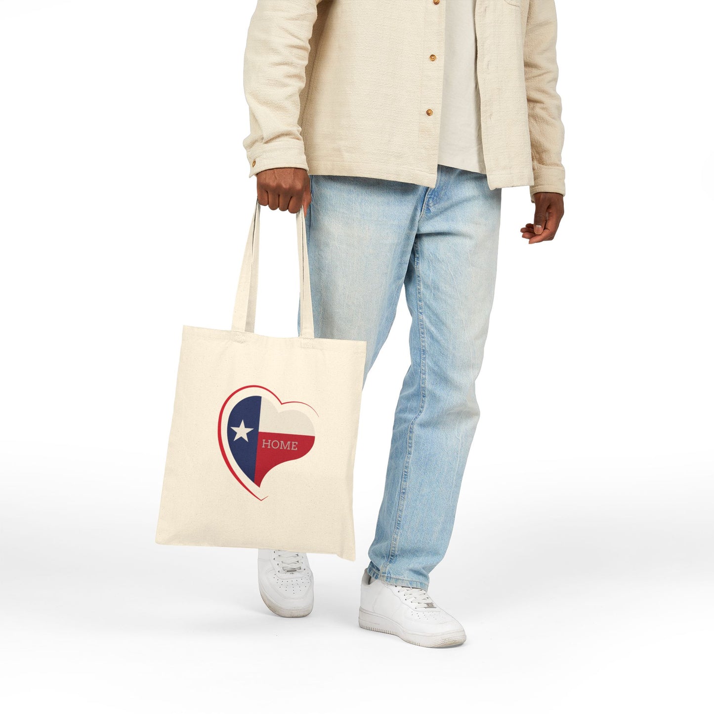 Texas Home Heart Canvas Tote Bag Beach Days, Travel, and Everyday Use