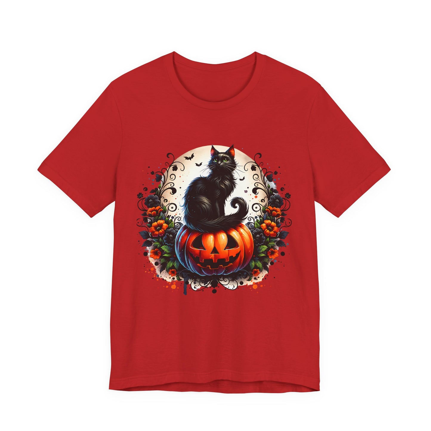 Halloween Black Cat T-Shirt, Unisex Jersey Short Sleeve Shirt, Spooky Fall Fashion, Cat Lover Gift, Autumn Celebrations, Halloween Shirt