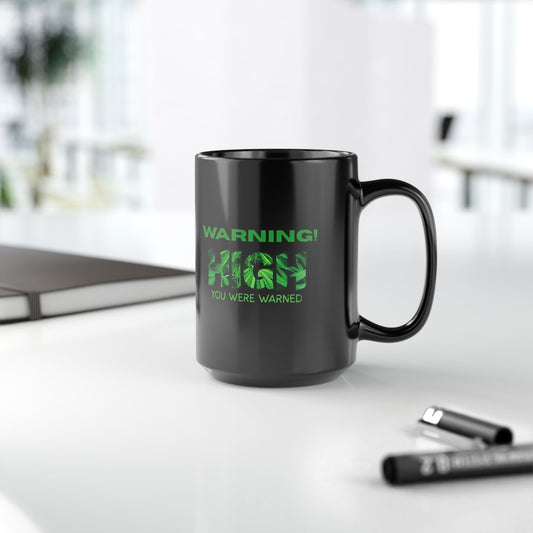 Warning HIGH Cannabis Coffee Mug - Fun Gift for Plant Lovers | Green Design, Holiday Gift, Office Decor, Unique Present, Geeky Cup