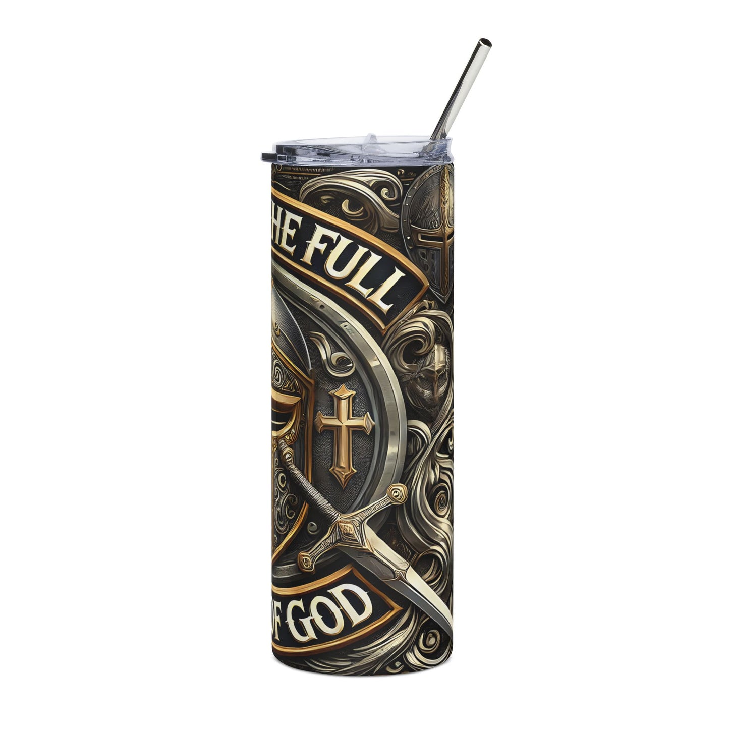 Armor of God 20oz Stainless Steel Tumbler with Lid and Straw