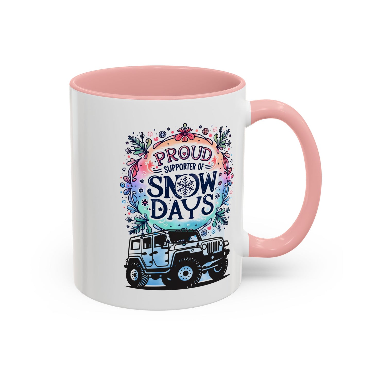 JEEP Coffee Mug Proud Supporter of Snow Days Jeep Coffee Mug, Accent Mug for Jeep Lovers, Winter Beverage Cup, Holiday Gift Idea, Fun Travel Mug
