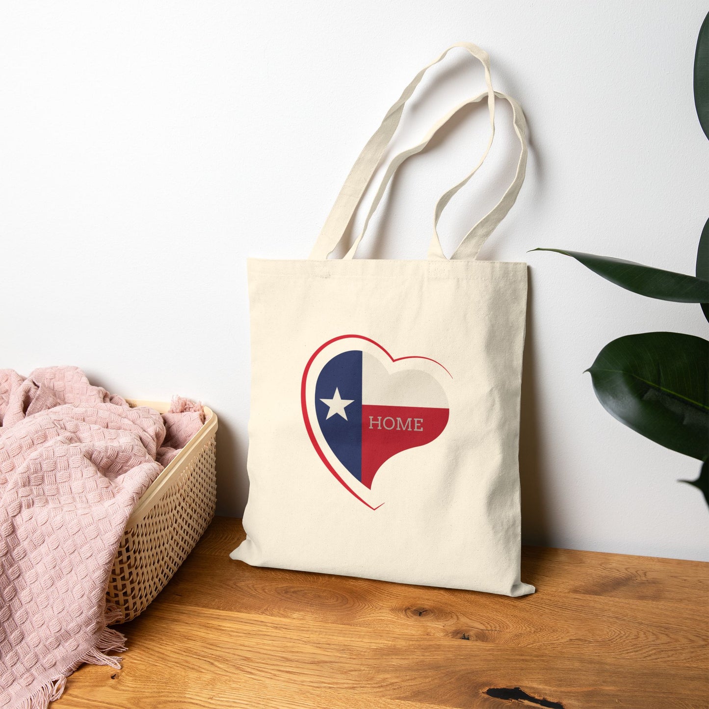 Texas Home Heart Canvas Tote Bag Beach Days, Travel, and Everyday Use