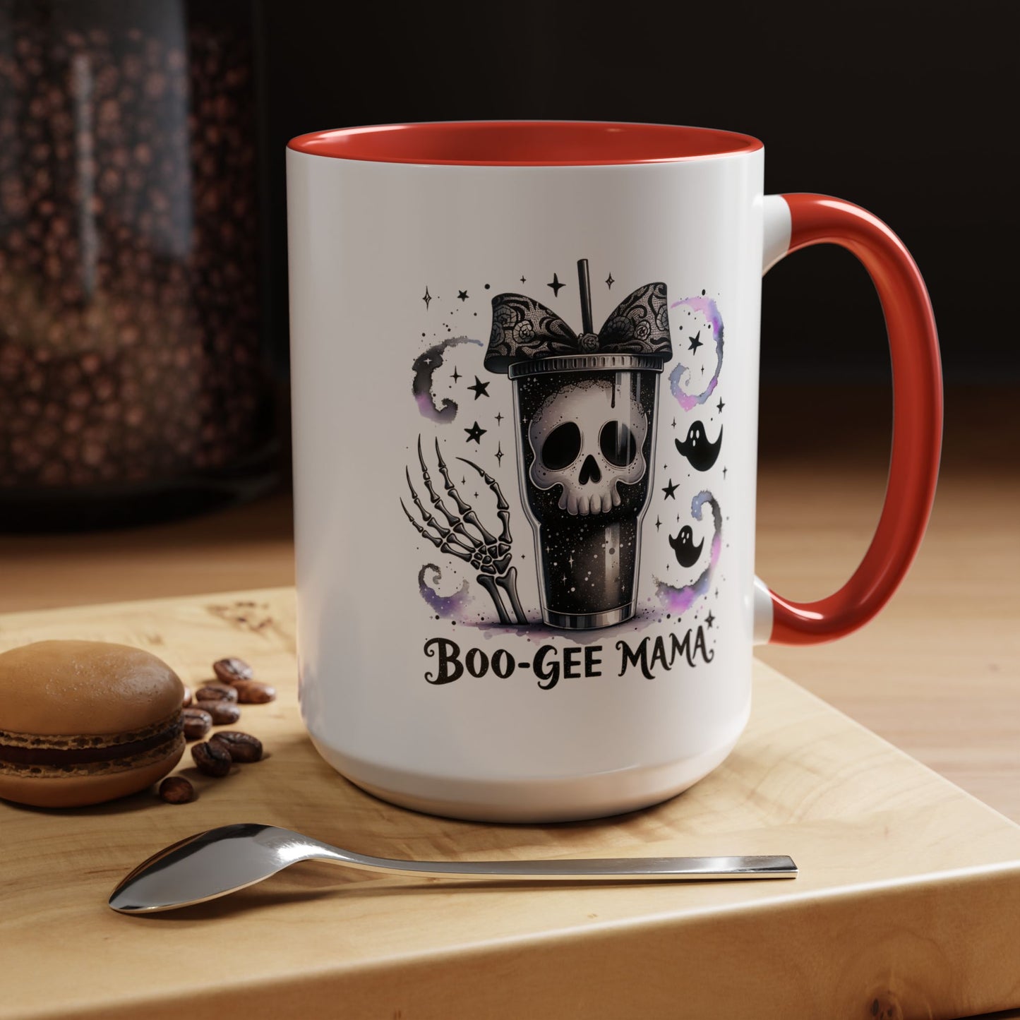 Boo-Gee Mama Spooky Halloween Coffee Mug, Boo-Gee Mama Drinkware, Cute Skeleton Mug, Witchy Gift for Moms, Unique Coffee Cup
