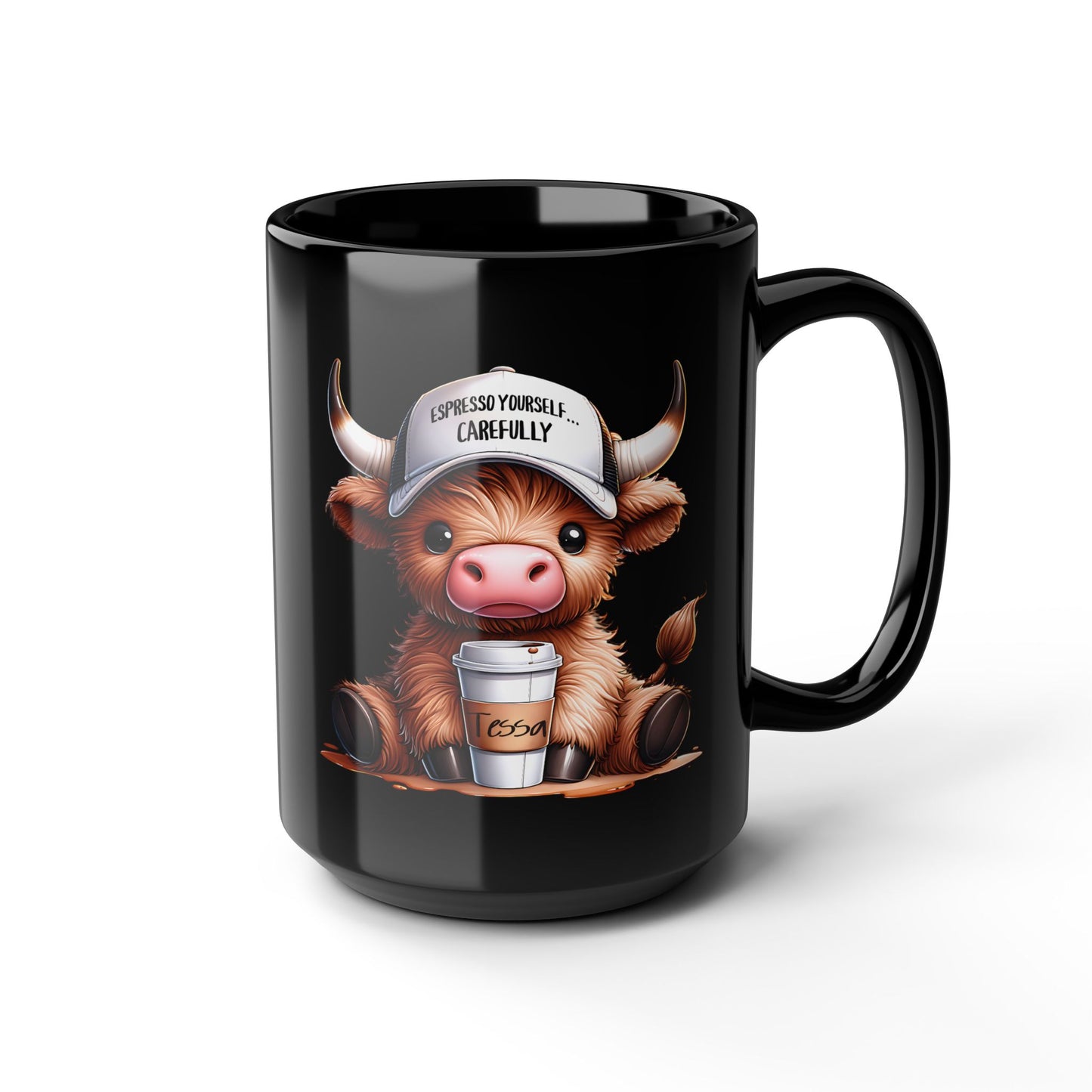 Highland Cow Expresso Self Carefully Highland Cow Customizable Mug 15 oz