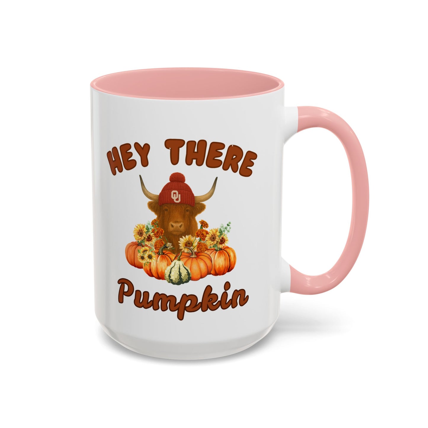 Highland Cow Sooner Fan Mug 11oz and 15oz Hey There Pumpkin Coffee Mug, Fall Gifts, Autumn Decor, Cute Pumpkin Mug, Seasonal Coffee Cups, Thanksgiving Mugs
