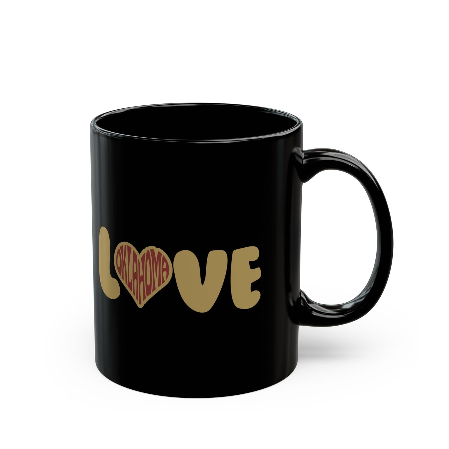 Oklahoma Black Coffee Mug 11oz 15oz Love Heart Black Mug - Perfect Gift for Coffee Lovers, Valentine's Day, Home Decor, Wedding Present, Motivational Drinkware
