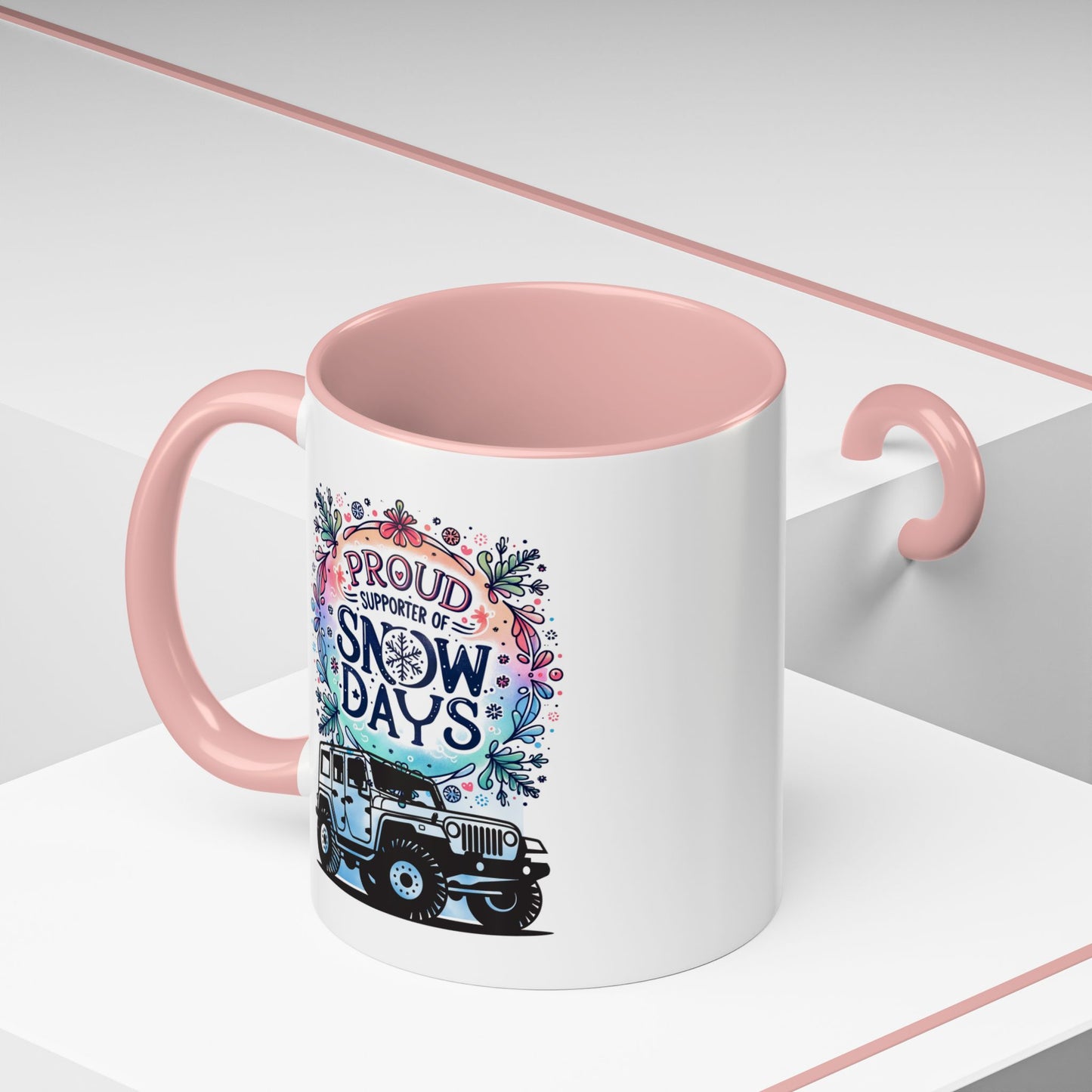JEEP Coffee Mug Proud Supporter of Snow Days Jeep Coffee Mug, Accent Mug for Jeep Lovers, Winter Beverage Cup, Holiday Gift Idea, Fun Travel Mug