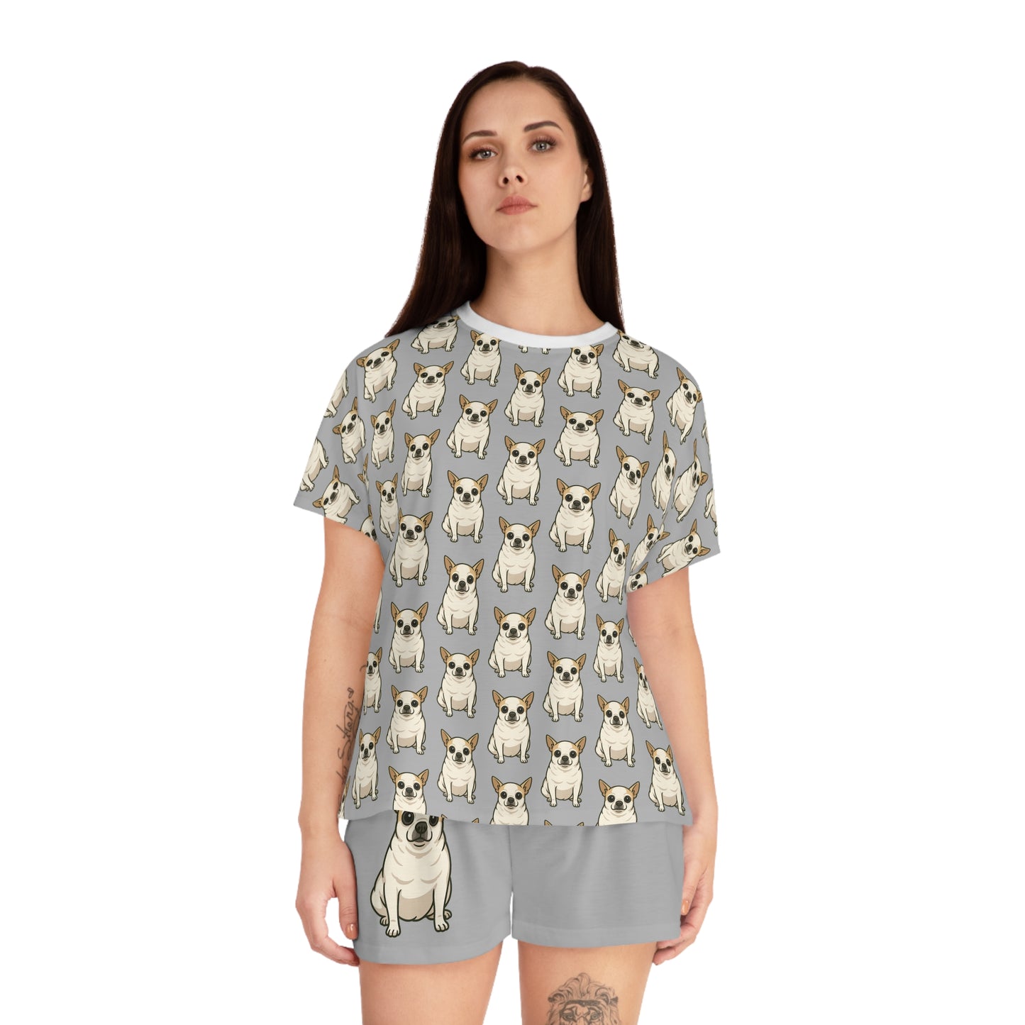 Cute Dog Print Women's Short Pajama Set | Fun Sleepwear, Dog Lover Gift, Relaxation Outfit, Cozy Nights, Pet-Themed Loungewear