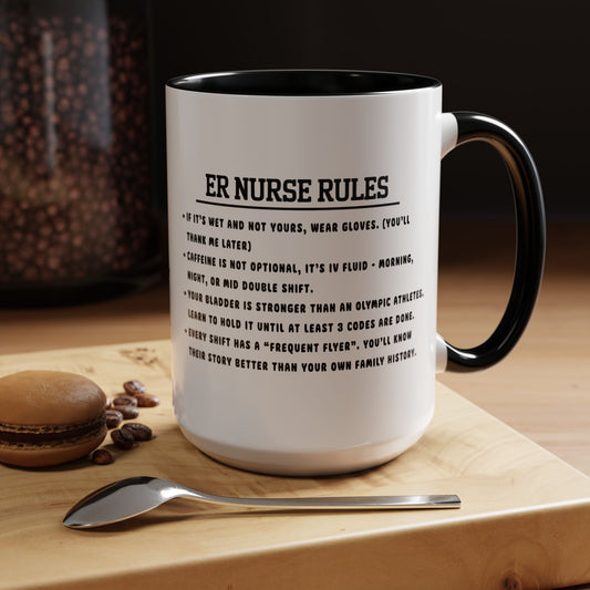 Nurse Rules Coffee Mug Funny Gift for Nurses Healthcare Professional Cup Nurse Appreciation Medical Humor Mug ER Nurse Style