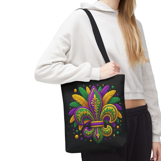 Mardi Gras Fleur-de-Lis Bead Tote Bag 3 Sizes
