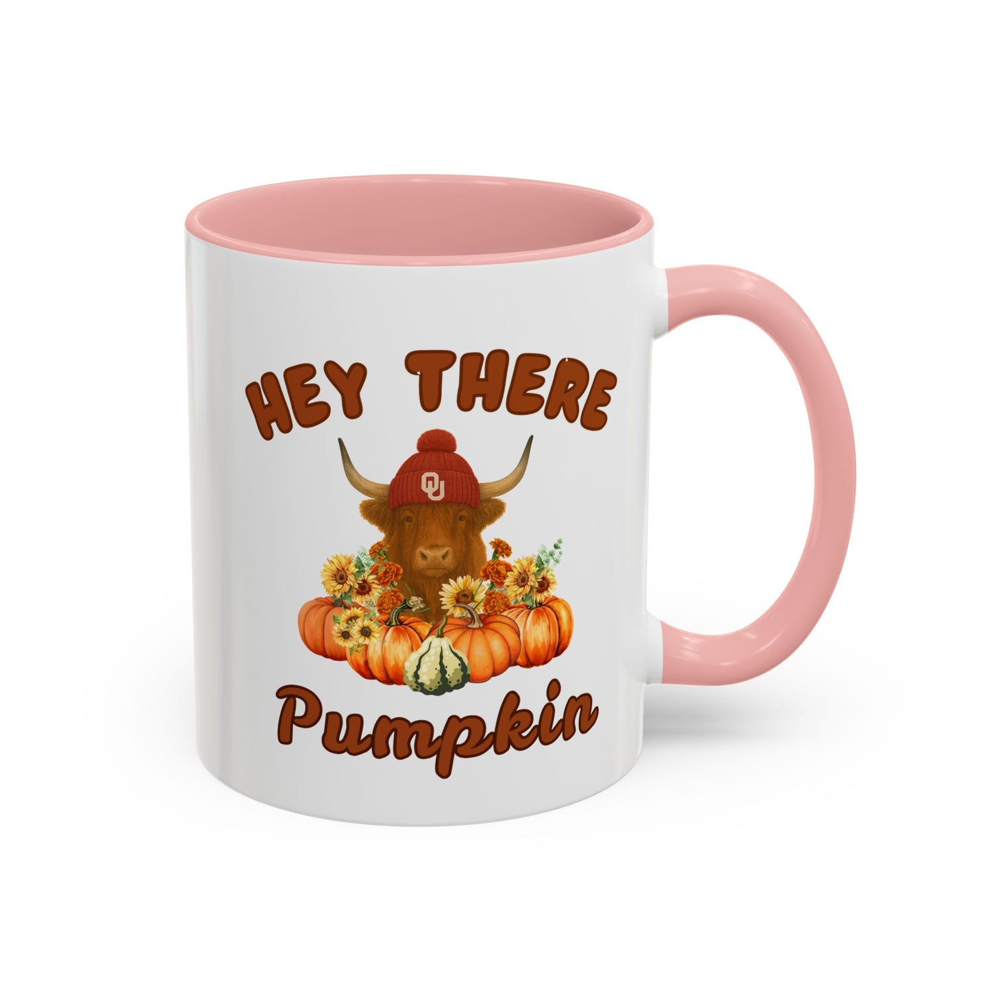 Highland Cow Sooner Fan Mug 11oz and 15oz Hey There Pumpkin Coffee Mug, Fall Gifts, Autumn Decor, Cute Pumpkin Mug, Seasonal Coffee Cups, Thanksgiving Mugs