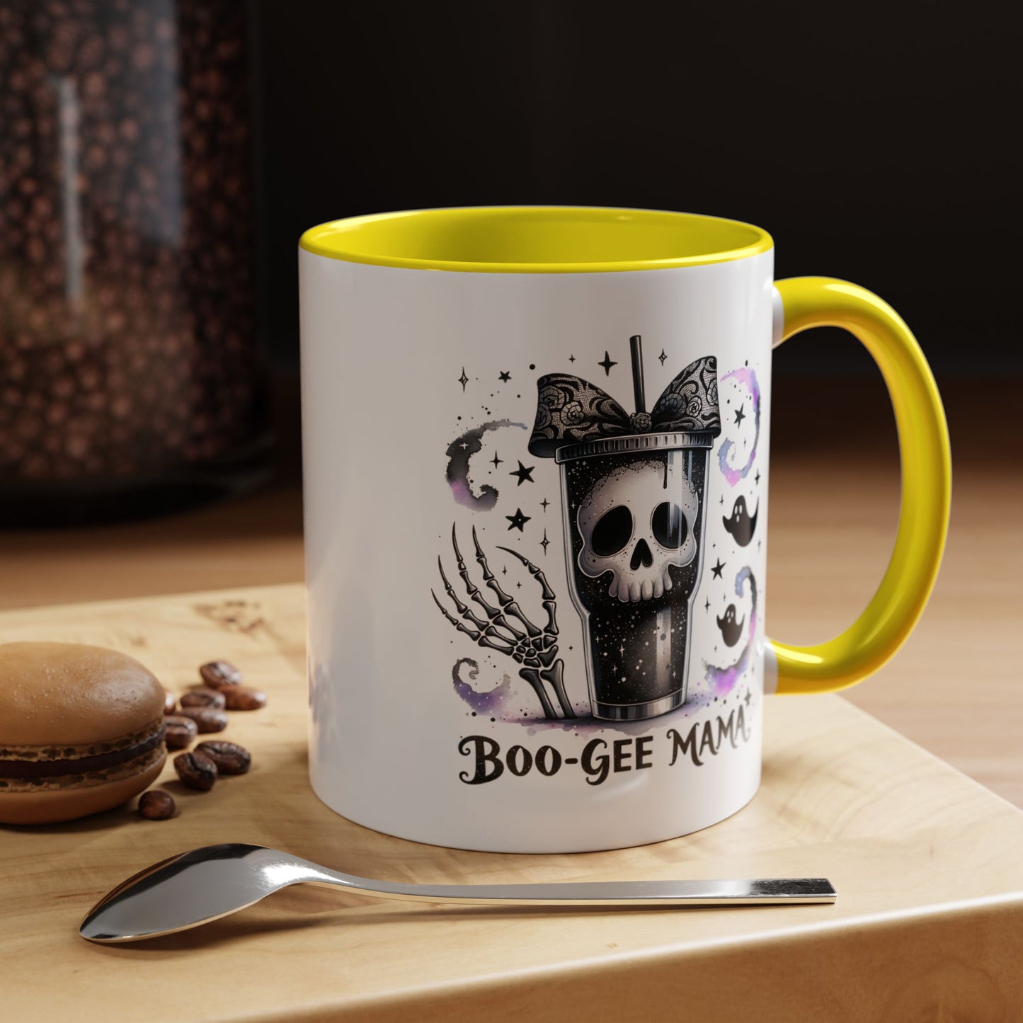 Boo-Gee Mama Spooky Halloween Coffee Mug, Boo-Gee Mama Drinkware, Cute Skeleton Mug, Witchy Gift for Moms, Unique Coffee Cup