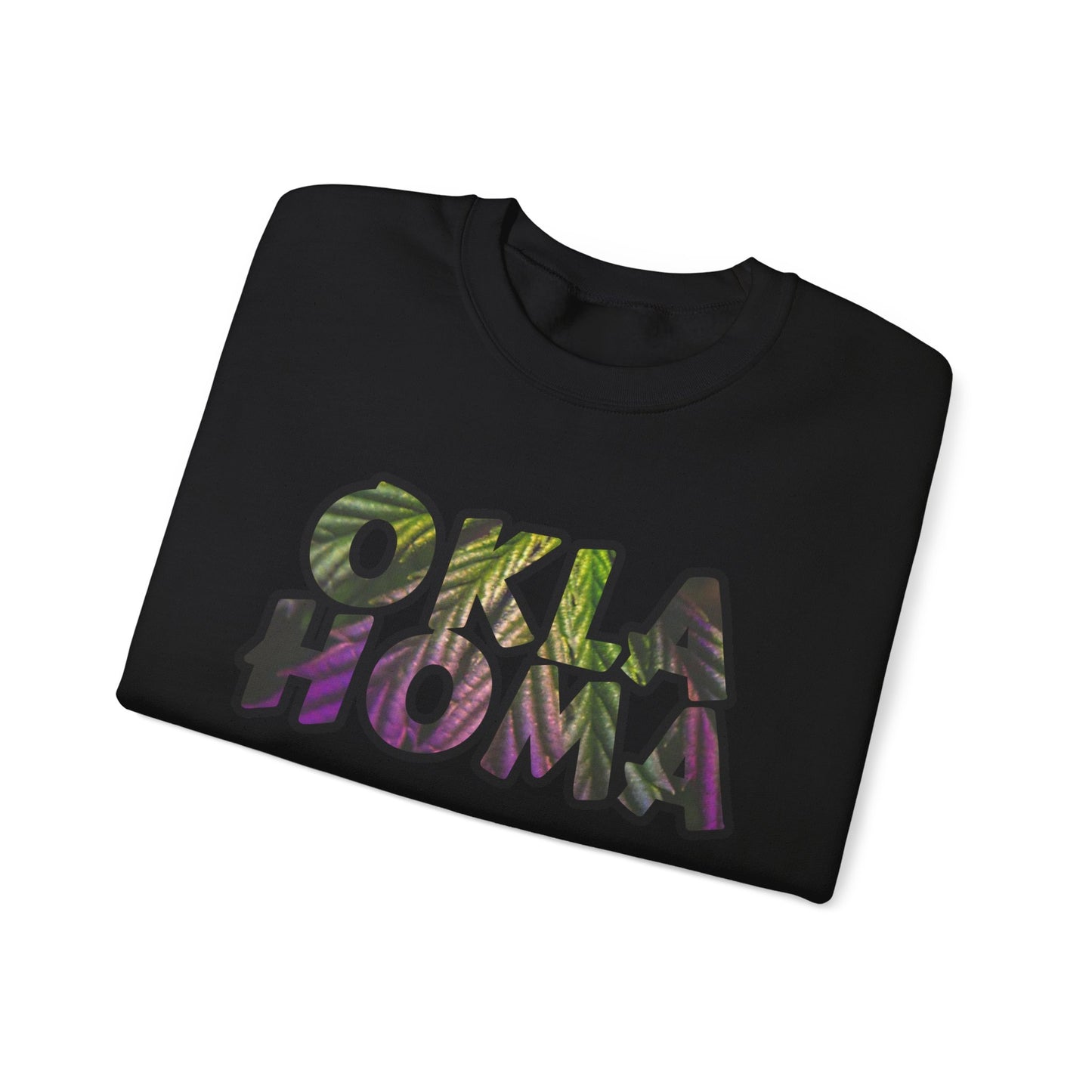 Oklahoma Cannabis Leaves Vibes Crewneck Sweatshirt, Comfortable Unisex Sweatshirt, Casual Style, Perfect for Fall, Great Gift Idea