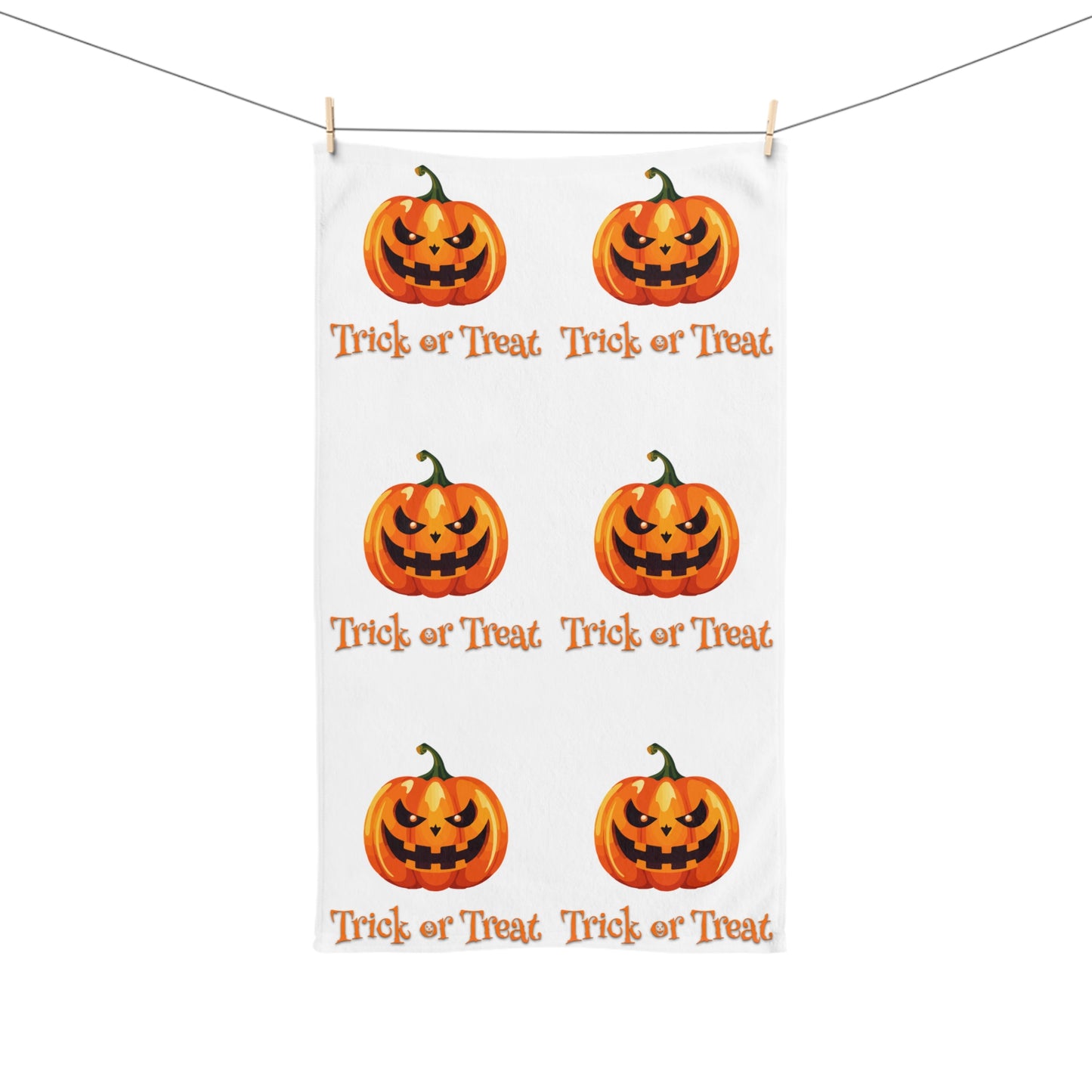 Halloween Pumpkin Trick or Treat Hand Towel, Trick or Treat Decor, Spooky Kitchen Towel, Fall Home Accessory, Holiday Gift Idea